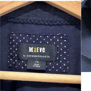 Maeve Anthropologie Blue Long Sleeve Button Up Shirt Size 1X